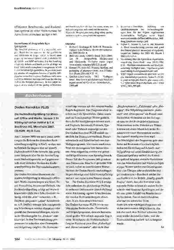 Vorschauseite 5: Überwachung der Arzneimittelsicherheit durch ein QS-System