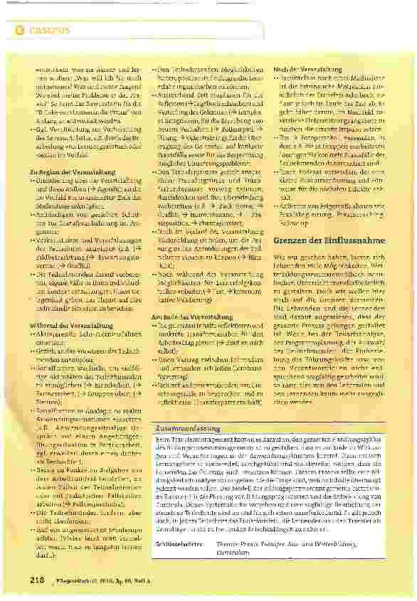 Vorschauseite 3: Theorie-Praxis-Transfer in der Ausund Weiterbildung von Pflegekräften. Teil 3: Transfer als Aufgabe der Lehrenden und Lernenden. Die innere Logik