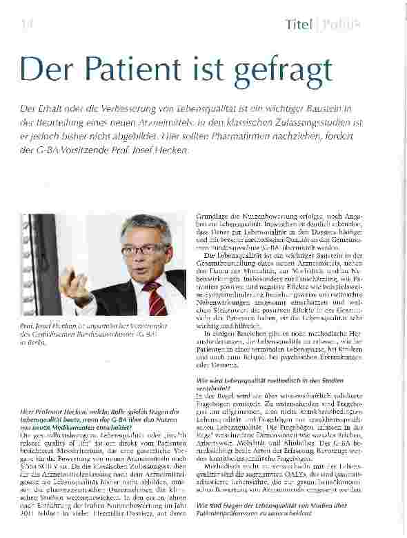Vorschauseite 1: Der Patient ist gefragt