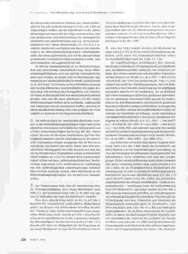 Vorschauseite 4: Freie Mitarbeiter (sog. „feste Freie) ais Beschäftigte i.S. des PersVG
