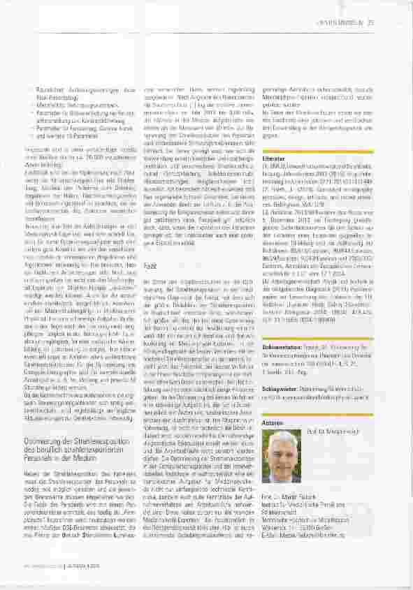 Vorschauseite 3: Optimierung der Strahlenexpositionen von Patienten und Personal