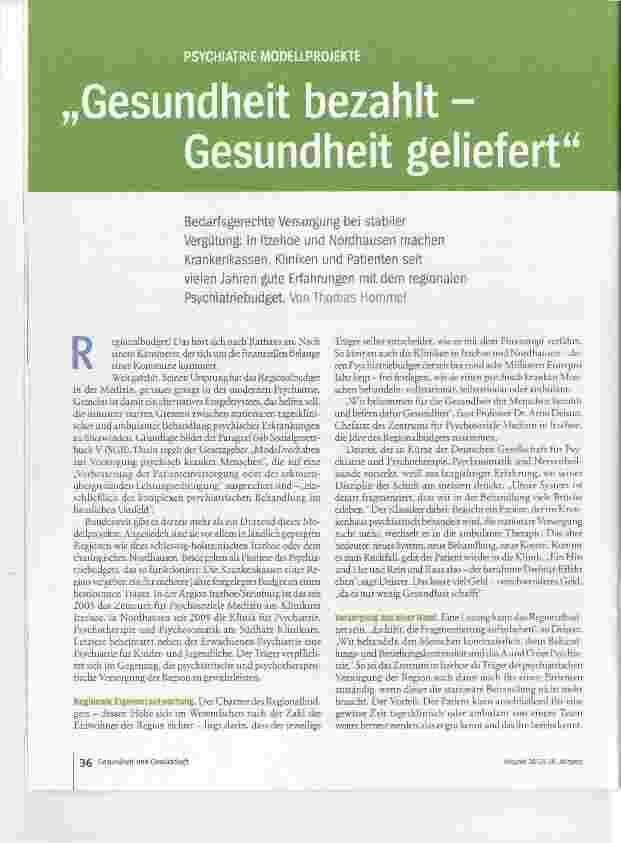Vorschauseite 1: Gesundheit bezahlt Gesundheit geliefert