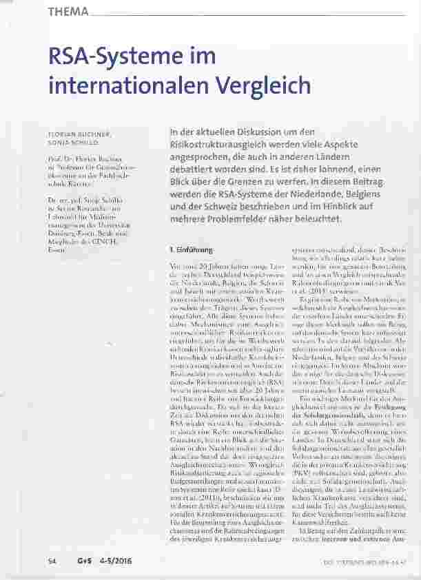 Vorschauseite 1: RSA-SySterne im internationalen Vergleich