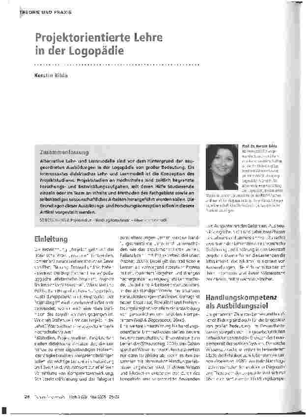 Vorschauseite 1: Projektorientierte Lehre in der Logopädie
