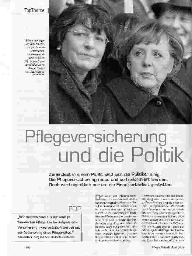 Vorschauseite 1: Pflegeversicherungund die Politik