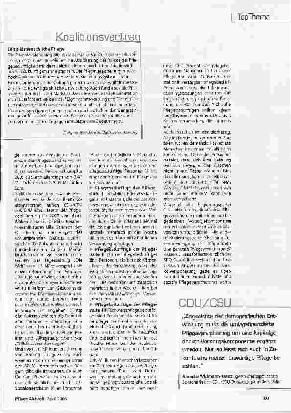Vorschauseite 3: Pflegeversicherungund die Politik