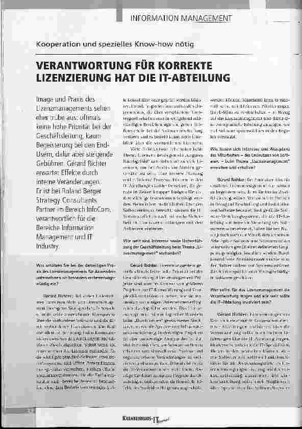 Vorschauseite 1: Kooperation und spezielles Know-how nötigVERANTWORTUNG FÜR KORREKTE LIZENZIERUNG HAT DIE IT-ABTEILUNG