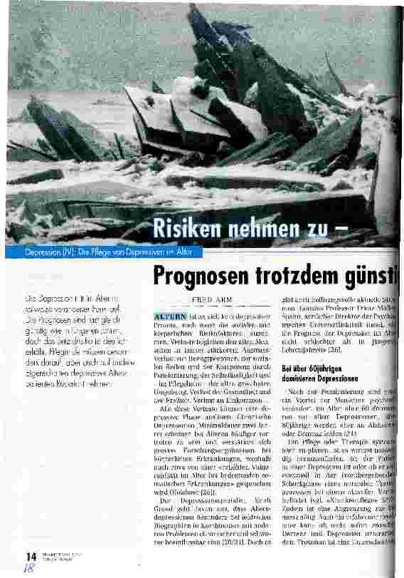 Vorschauseite 1: Risiken nehmen zu - Prognosen trotzdem günstig Depressionen (IV/: Die Pflege von Depressiven im Alter