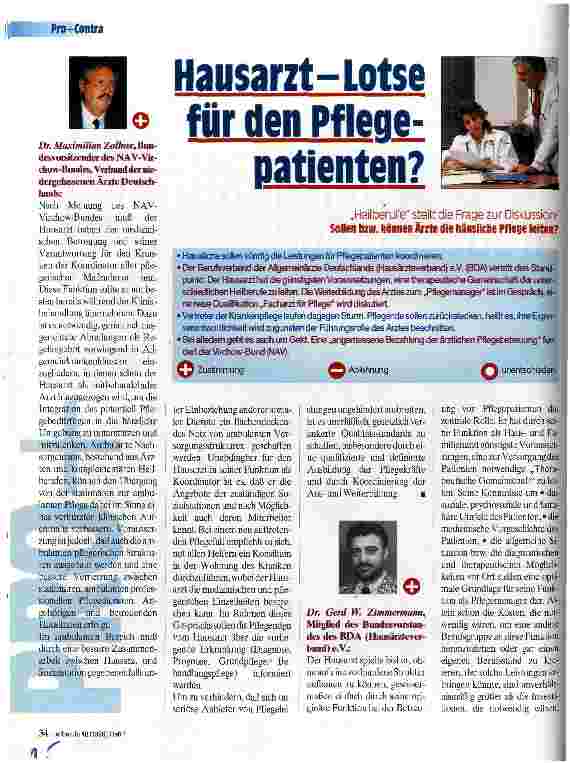 Vorschauseite 1: Hausarzt - Lotse für den Pflegepatienten?