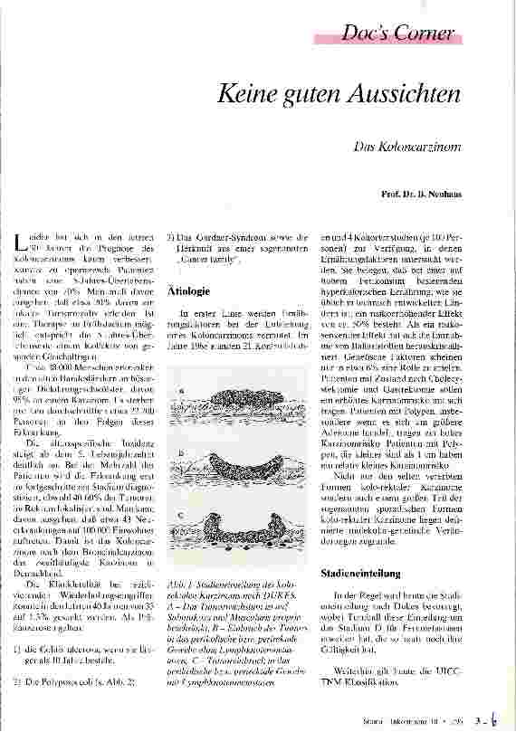 Vorschauseite 1: Keine guten Aussichten Das Koloncarzinom