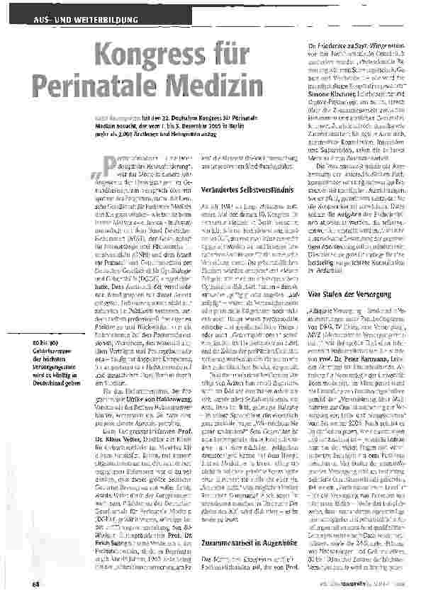 Vorschauseite 1: Kongress für Perinatale Medizin