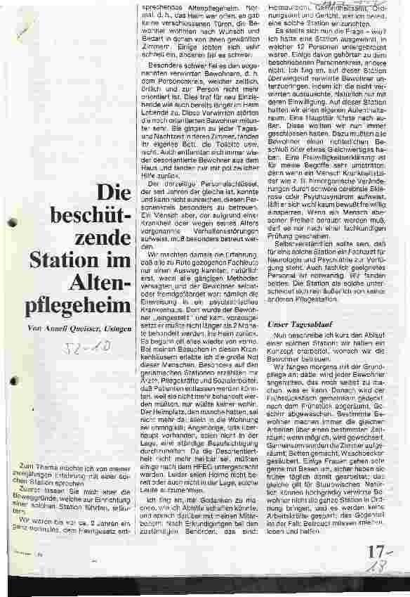 Vorschauseite 1: Die Beschützende Station im Altenpflegeheim