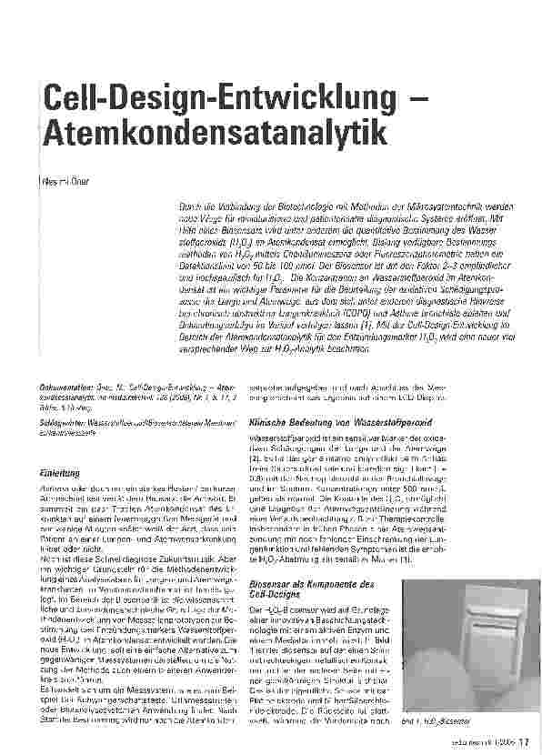 Vorschauseite 1: Cell-Design-Entwicklung -Atemkondensatanalytik