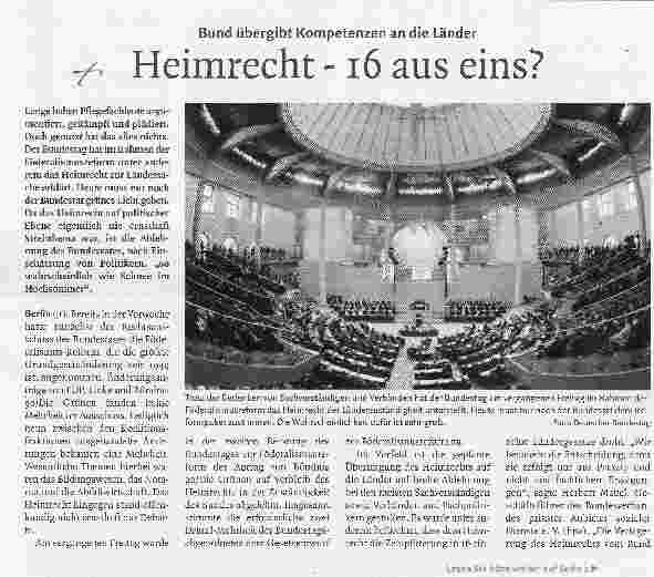 Vorschauseite 1: Heimrecht -16 aus eins?