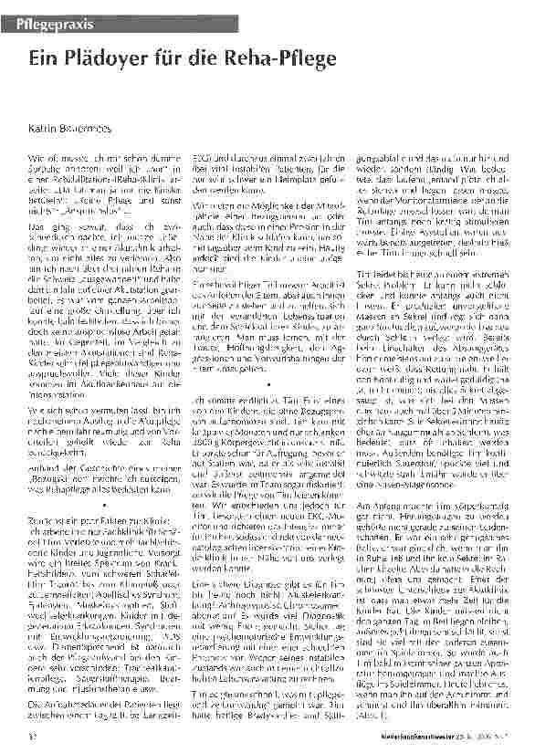 Vorschauseite 1: Ein Plädoyer für die Reha-Pflege