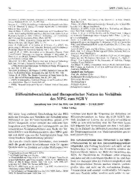 Vorschauseite 1: Hilfsmittelverzeichnis und therapeutischer Nutzen im Verhältnis des MPG zum SGB V