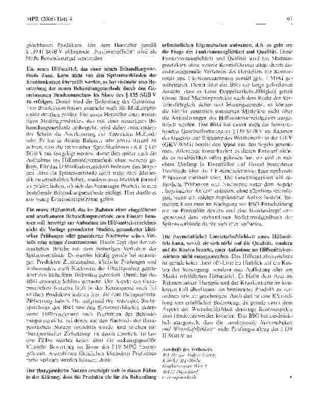 Vorschauseite 2: Hilfsmittelverzeichnis und therapeutischer Nutzen im Verhältnis des MPG zum SGB V