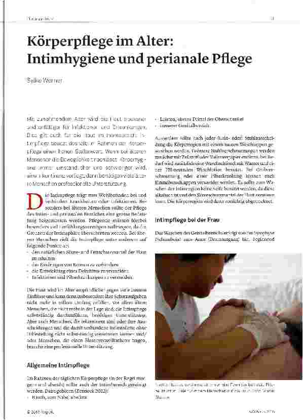 Vorschauseite 1: Körperpflege im Alter: Intimhygiene und perianale Pflege