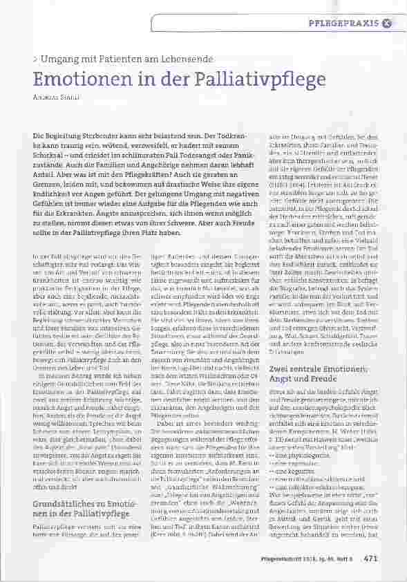 Vorschauseite 1: Emotionen in der Palliativpflege
