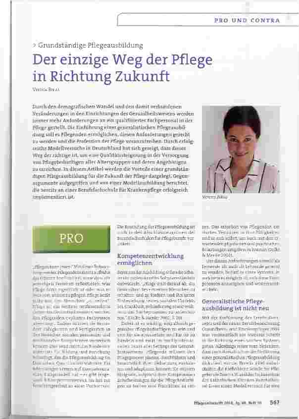 Vorschauseite 1: Der einzige Weg der Pflege in Richtung Zukunft