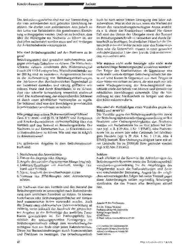 Vorschauseite 2: Betäubungsmittel im Krankenhaus