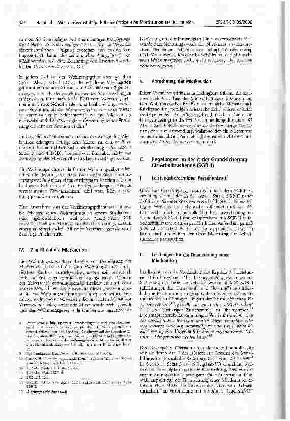 Vorschauseite 2: Wenn erwerbsfähige Hilfebedürftige eine Mietkaution stellen müssen