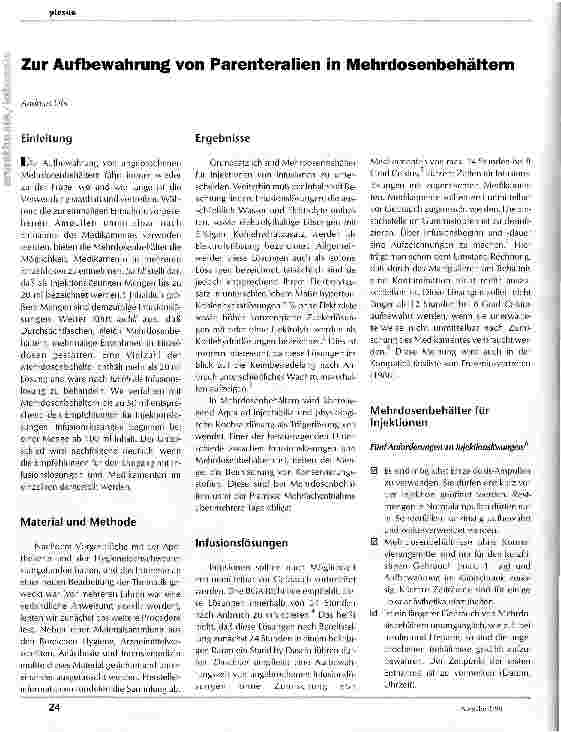 Vorschauseite 1: Zur Aufbewahrung von Parenteralien in Mehrdosenbehältern