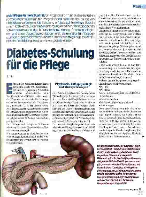 Vorschauseite 1: Diabetes-Schulung für die Pflege Mehr Wissen für mehr Qualität