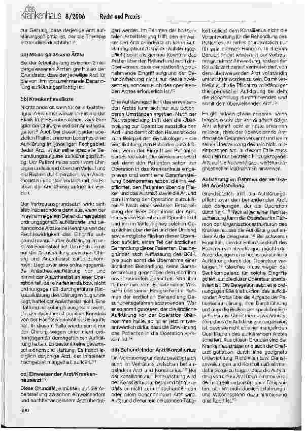 Vorschauseite 2: Risiken und Vertrauensschutz bei der Patientenaufklärung