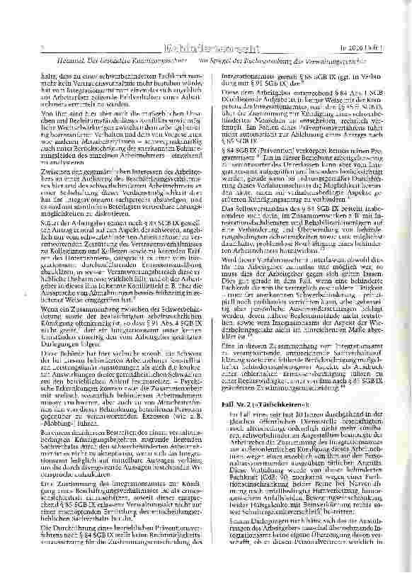 Vorschauseite 2: Der besondere Kündigungsschutz nach den j§ 85 ff. SGBIX im Spiegel der Rechtsprechung der Verwaltungsgerichte