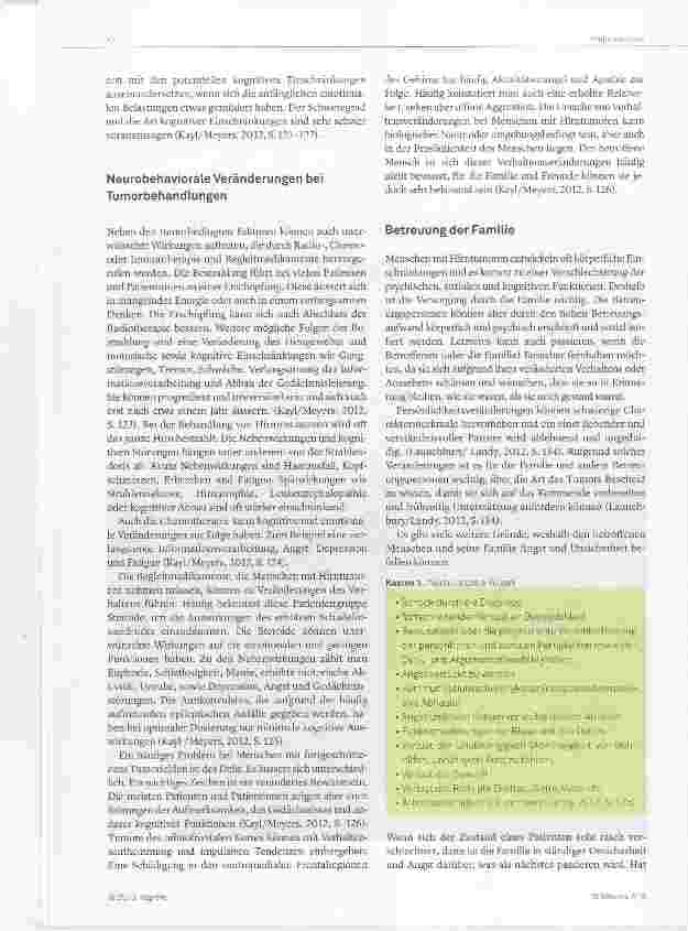 Vorschauseite 2: Neurokognitive Einschränkungen bei Menschen mit Hirntumoren