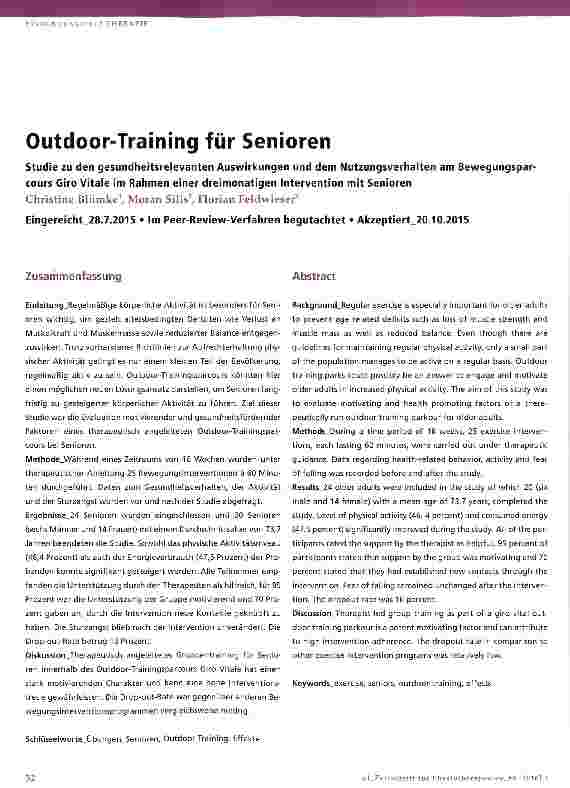 Vorschauseite 1: Outdoor-Training für Senioren