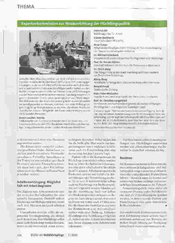 Vorschauseite 3: »Unverzichtbare Investitionen in die Zukunft« Die Empfehlungen der Robert Bosch Expertenkommission zur Neuausrichtung der Flüchtlingspolitik