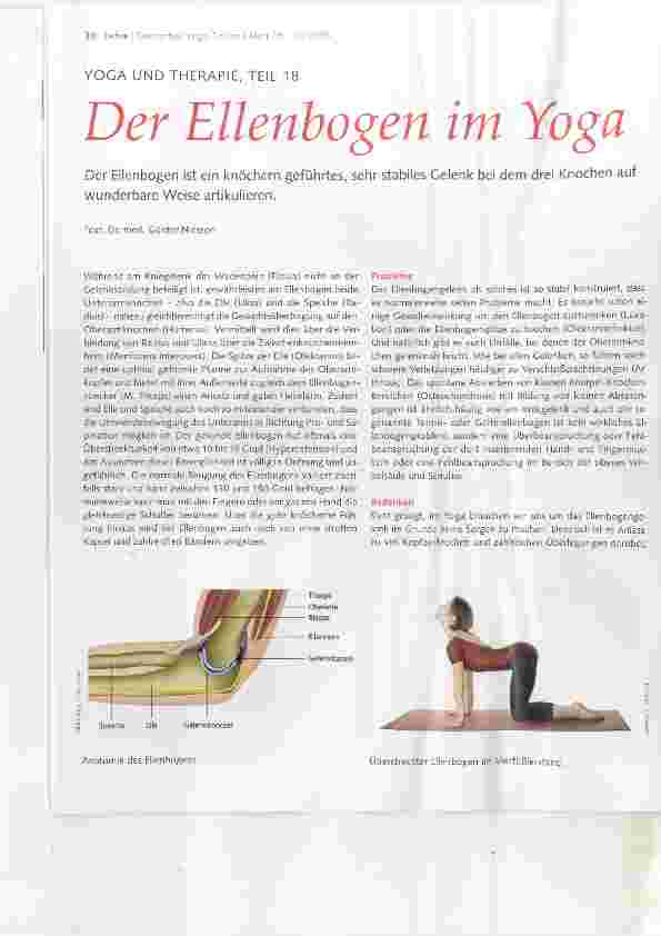Vorschauseite 1: YOGA UND THERAPIE, TEIL 18 Der Ellenbogen im Yoga