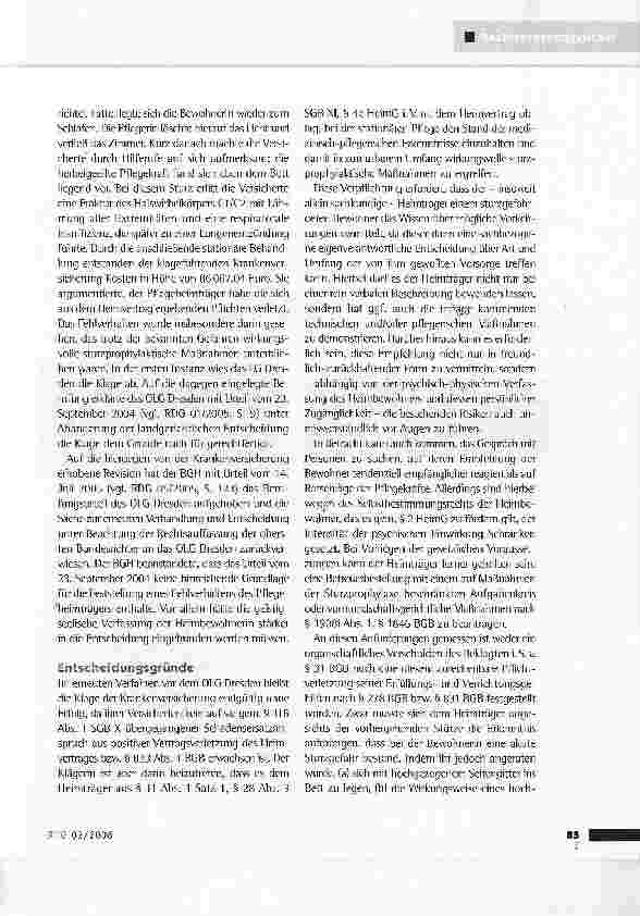 Vorschauseite 3: Schadensersatz wegen eines BettsturzesOLG Dresden vom 17.1.2006 (2 U 753/04)