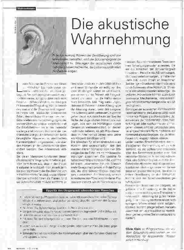 Vorschauseite 1: Die akustische Wahrnehmung
