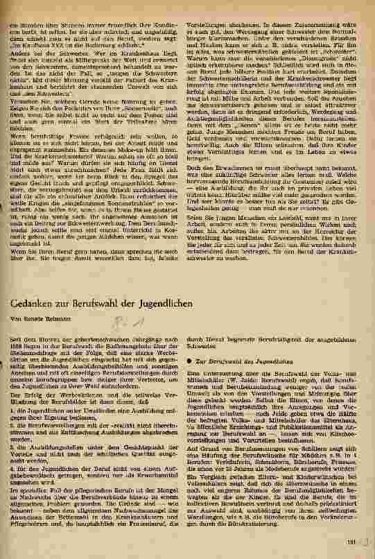Vorschauseite 1: Gedanken zur Berufswahl der Jugendlichen
