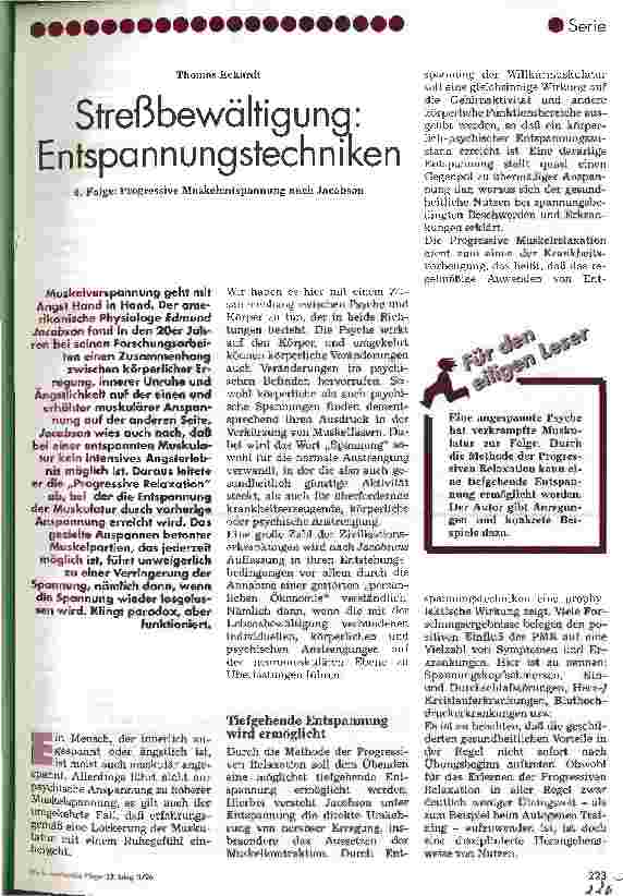 Vorschauseite 1: Streßbewältigung: Entspannungstechniken 6. Folge: Progressive Muskelentspannung nach Jacobson