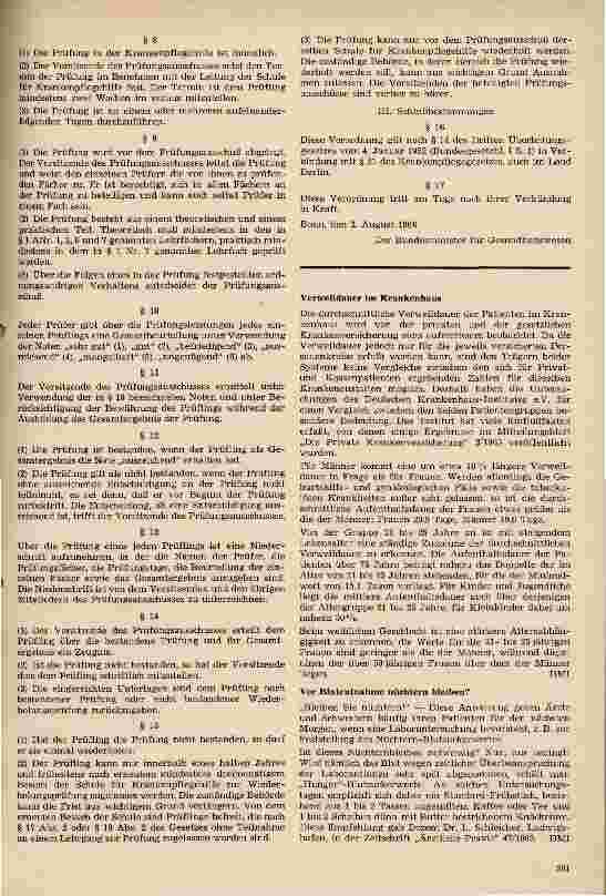 Vorschauseite 2: Ausbildungs-und Prüfungsordnung für Krankenpflegehelferinnen und Krankenpflegehelfer vom 2. August 1966