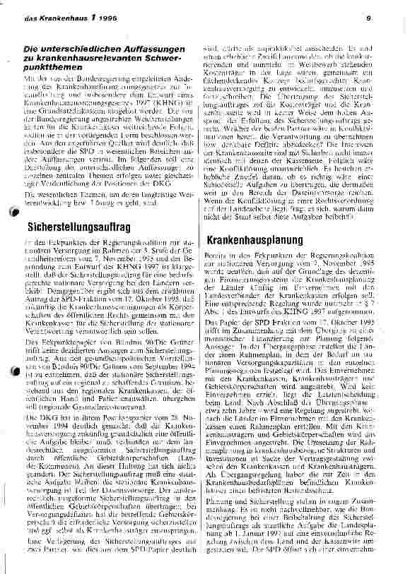 Vorschauseite 3: 1996 - Das Jahr der Weichenstellung für die Krankenhäuser