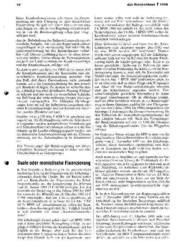 Vorschauseite 4: 1996 - Das Jahr der Weichenstellung für die Krankenhäuser