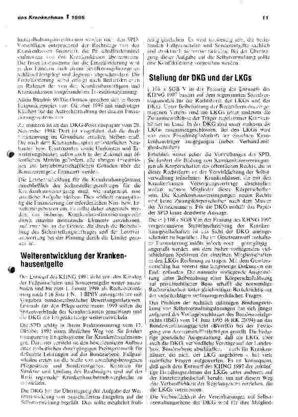 Vorschauseite 5: 1996 - Das Jahr der Weichenstellung für die Krankenhäuser