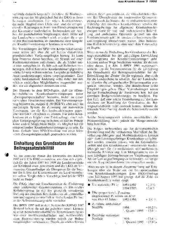 Vorschauseite 6: 1996 - Das Jahr der Weichenstellung für die Krankenhäuser