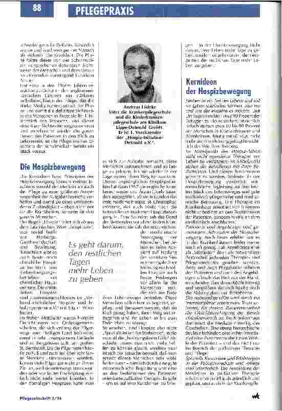 Vorschauseite 2: Die palliative Pflege ist eine pflegerische Hauptaufgabe Die Wiederentdeckung eines vernachlässigten Arbeitsfeldes