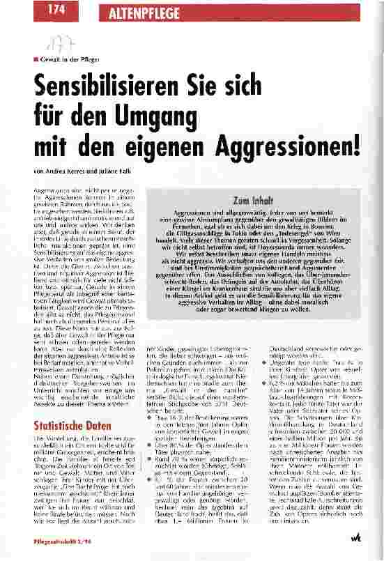 Vorschauseite 1: Sensibilisieren Sie sich für den Umgang mit den eigenen Aggressionen Gewalt in der Pflege