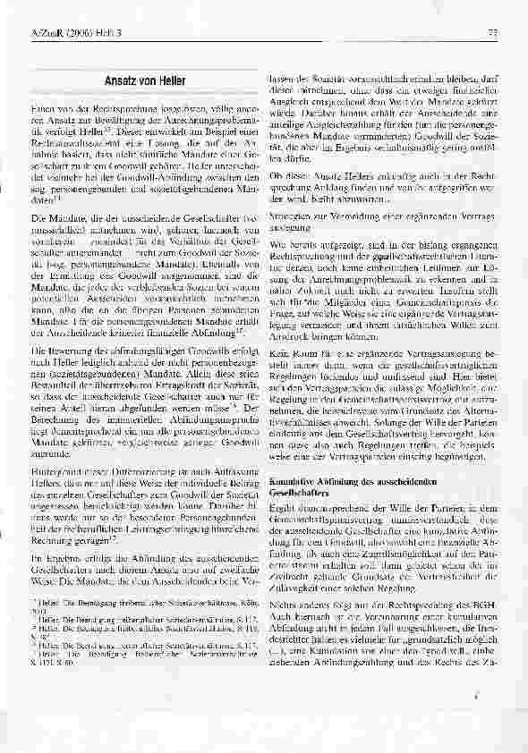 Vorschauseite 5: Beschränkung des Abfindungsanspruchs am Goodwill der Gemeinschaftspraxis bei anderweitiger Niederlassung in unmittelbarer Nähe zur alten Praxis
