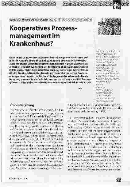 Vorschauseite 1: Kooperatives Prozessmanagement im Krankenhaus?