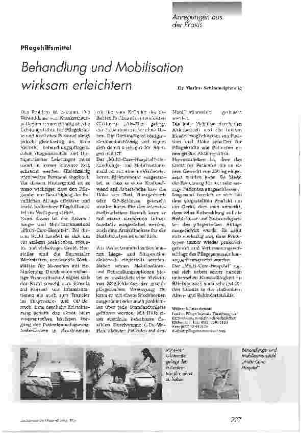 Vorschauseite 1: Behandlung und Mobilisotion wirksam erleichtern