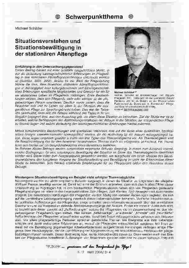 Vorschauseite 1: Situationsverstehen und Situationsbewältigung in der stationären Altenpflege