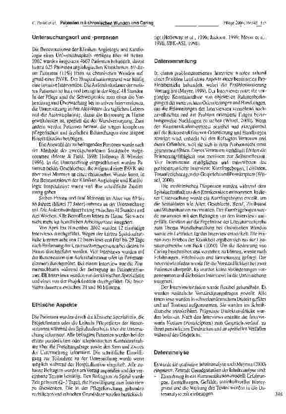 Vorschauseite 4: Die Bedeutung von Caring aus der Sicht von Patienten mit chronischen Wunden bei Peripher Arteriellen Verschlusskrankheiten